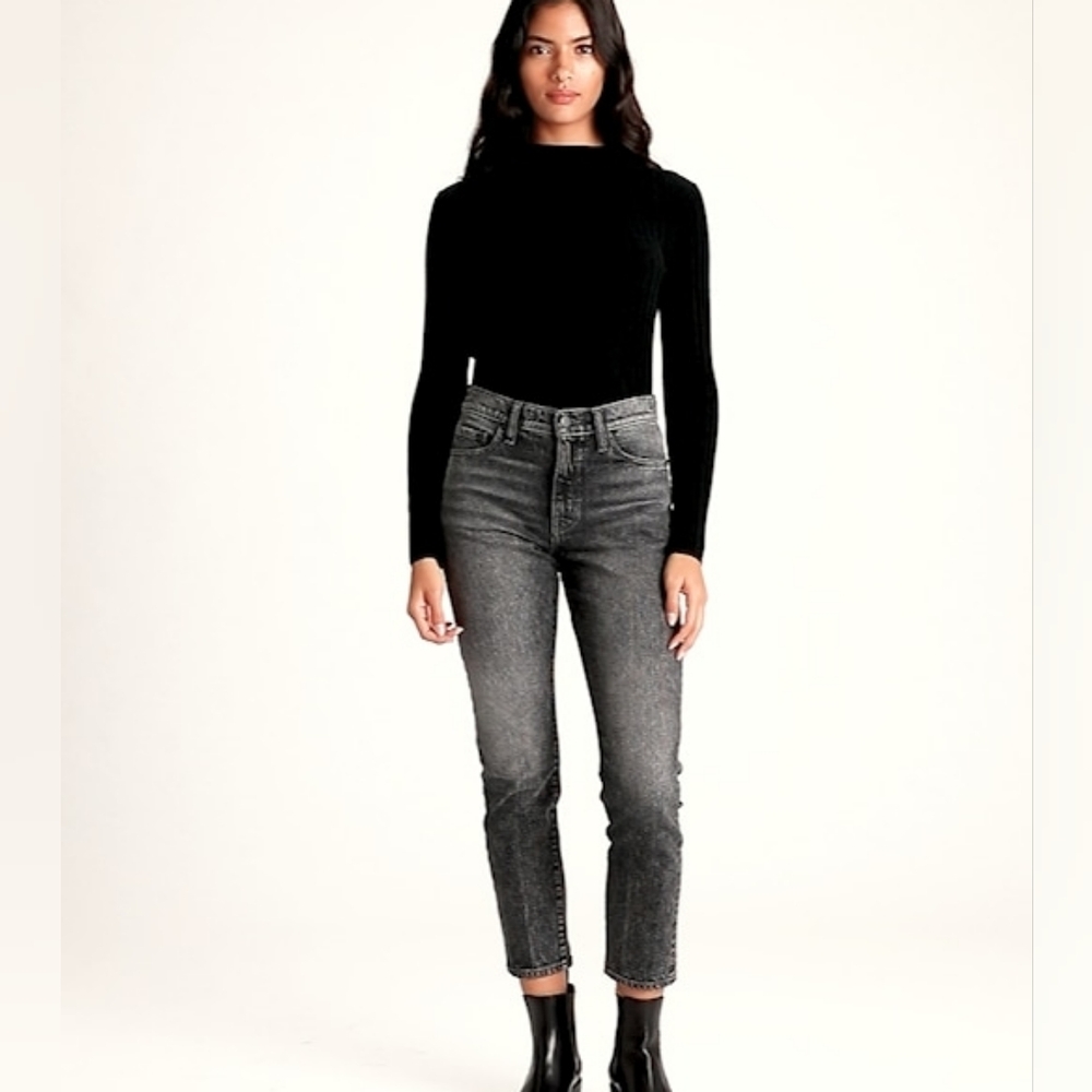 Banana Republic Premium Denim Size 27 High Rise Straight Washed Black